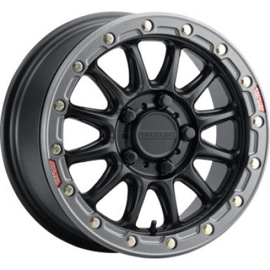 Raceline A14BG Alpha 15x10in/4x156 BP/10mm Offset/132.5mm Bore- Blk & Gunmetal Ring Beadlock Wheel - A14BG-51056+10