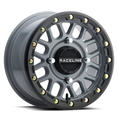 Raceline A93SG Podium 15x6in/4x156 BP/40mm Offset/132.5mm Bore - Grey & Black Ring Beadlock Wheel - A93SG-56056+40