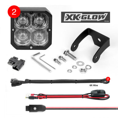 XK Glow XKchrome 20w LED Cube Light w/ RGB Accent Light Kit w/ Controller- Spot Beam 2pc - XK065001-S-KIT