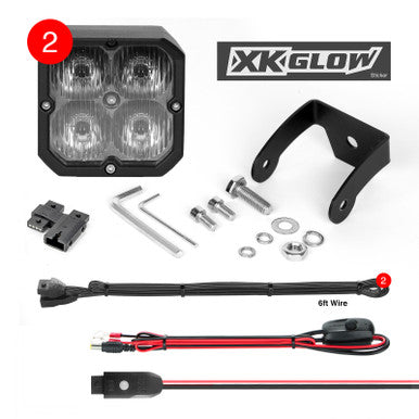 XK Glow XKchrome 20w LED Cube Light w/ RGB Accent Light Kit w/ Controller- Driving Beam 2pc - XK065001-D-KIT