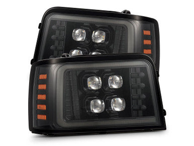 AlphaRex 92-96 Ford F-Series/Bronco NOVA-Series LED Proj Headlight Alpha-Bk w/Actv Light SS & SBDRL - 880269