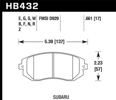 HP Plus Disc Brake Pad; 0.661 Thickness; - HB432N.661