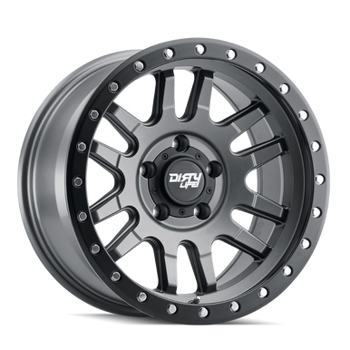 Dirty Life 9309 Canyon Pro 17x9/5x127 BP/-12mm Offset/71.5mm Hub Satin Graphite Wheel - Beadlock - 9309-7973MGT12