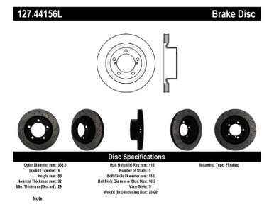 StopTech 07-09 Toyota Tundra / 08-09 Toyota Sequoia Front Left Slotted & Drilled Rotor - 127.44156L