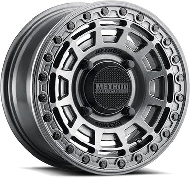Method MR415 Beadlock 15x7 / 5+2/38mm Offset / 4x136 / 106mm CB Graphite Wheel - Gloss Graphite Ring - MR415570471252B