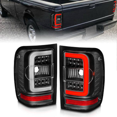 ANZO 2001-2011 Ford Ranger LED Tail Lights w/ Light Bar Black Housing Clear Lens - 311390
