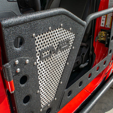 DV8 Offroad Front Rock Doors w/ Perforated Aluminum Mesh For 2018+ Jeep Wrangler JL / 20+ Gladiator JT - RDJL-01F