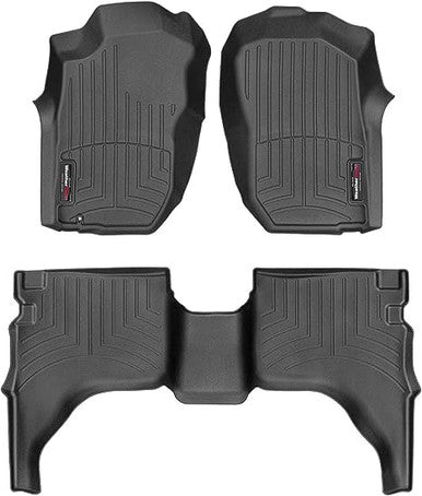 WeatherTech 01-04 Toyota Tacoma Double Cab Front & Rear FloorLiner - Black - 441212-1-2
