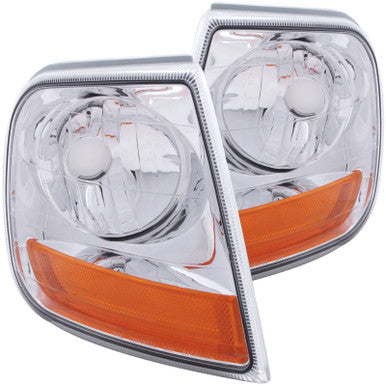 ANZO Corner Lights 1997-2003 Ford F-150 Harley-Davidson Style Corner Lights Chrome w/ Amber Rflct - 521026