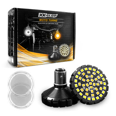 XK Glow Motorcycle Front LED Turn Signal Kit - Bullet Style Clear Lenses - XK1157B-WA-C