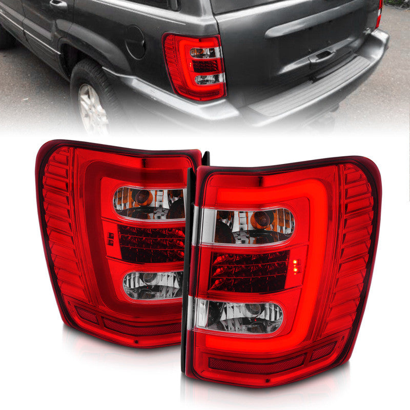 ANZO 1999-2004 Jeep Grand Cherokee LED Tail Lights w/ Light Bar