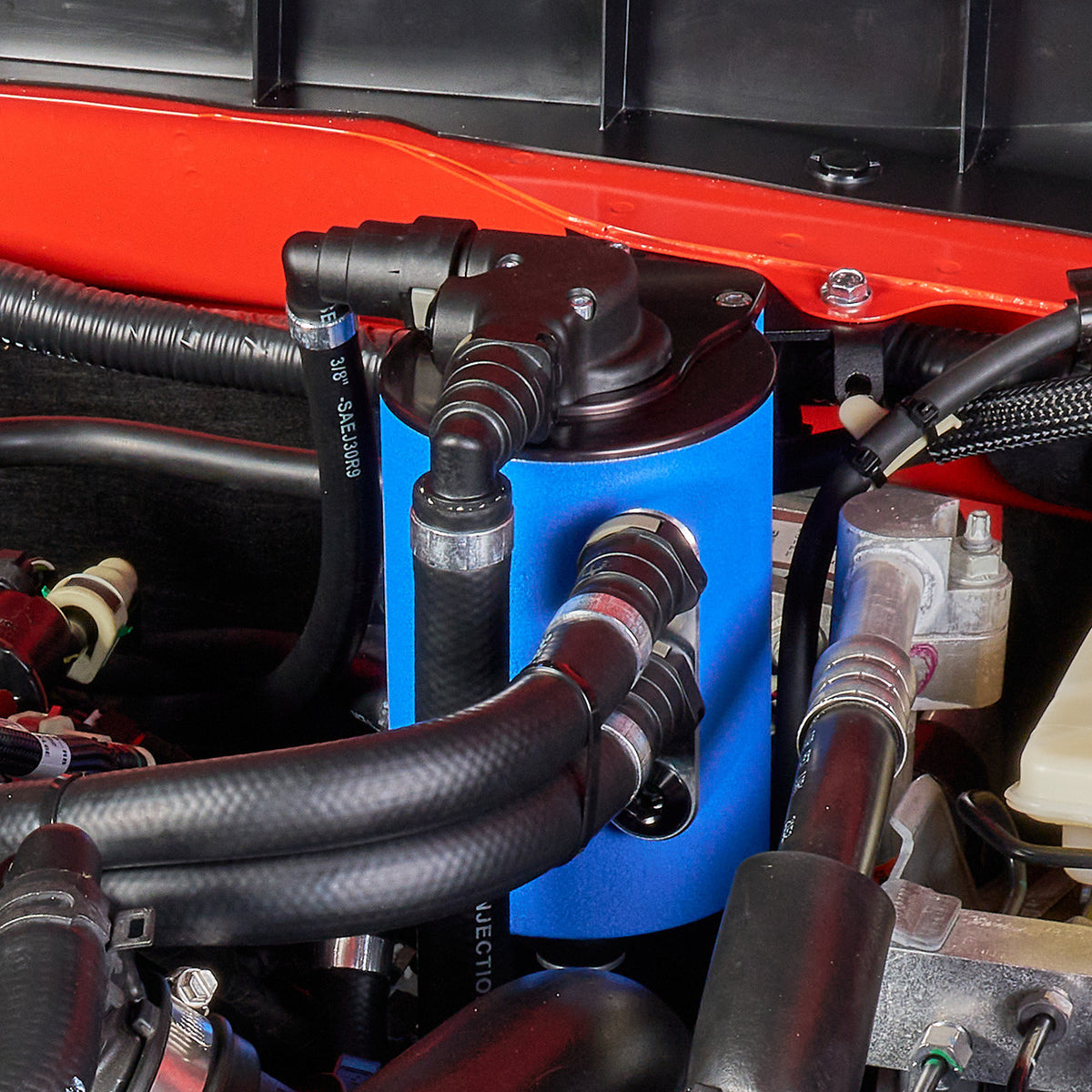 IAG Air Oil Separator AOS For 2022+ 3.0L Ford Bronco Raptor - Install Close-up 2
