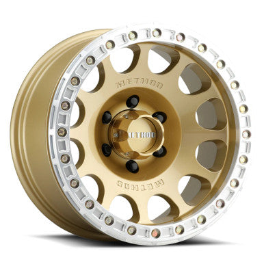 Method MR105 V3 Beadlock 17x9 -38mm Offset 5x5 71.5mm CB Gold Wheel w/ BH-H24125 - MR10579050138B