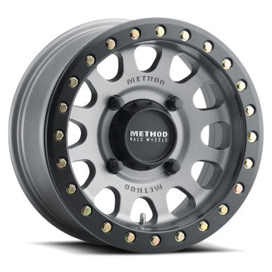 Method MR401 UTV Beadlock 15x7 / 5+2/38mm Offset / 4x136 / 106mm CB Titanium Wheel- Matte Black Ring - MR40157047852B