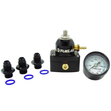 Fuelab 535 EFI Adjustable Mini FPR 25-90 PSI (2) -6AN In (1) -6AN Return (3) -6AN ORB w/Gauge Kit - 53501-1K