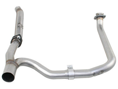 aFe Power Twisted Steel Loop Delete Down-Pipe & Y-Pipe 2in/2.5in For 2012-18 Jeep Wrangler - Stainless - 48-46210