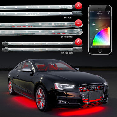 XK Glow Strip Million Color XKCHROME App Undercar Kit (8x24In Tube + 6x10In Strip + 4x36In) - KS-Car-Pro