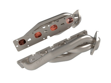 aFe Twisted Steel 304 Stainless Steel Short Tube Header For 2011-21 Jeep Grand Cherokee - Titanium (Ceramic Coated) - 48-38029-T