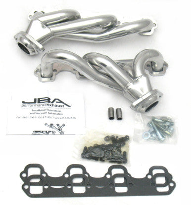 JBA 87-95 Ford F-150 5.0L SBF 1-1/2in Primary Silver Ctd Cat4Ward Header - 1627SJS