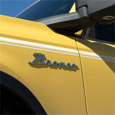 Ford Racing 21-23 Bronco Script Fender Badge - Silver - M-1447-BSS