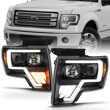 ANZO 2009-2013 Ford F-150 Projector Light Bar G4 Switchback Headlights Black Amber - 111469