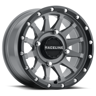Raceline A95SG Trophy 14x7in / 4x156 BP / 10mm Offset / 132.5mm Bore - Grey & Black Lip Wheel - A95SG-47056+10