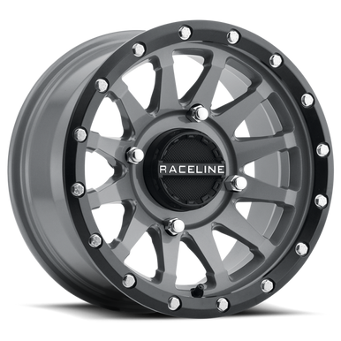 Raceline A95SG Trophy 14x7in / 4x110 BP / 10mm Offset / 83.8mm Bore - Grey & Black Lip Wheel - A95SG-47011+10