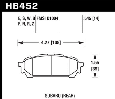 HP Plus Disc Brake Pad; 0.545 Thickness; - HB452N.545