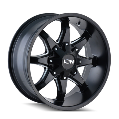 ION Type 181 17x9 / 5x114.3 BP / -12mm Offset / 87mm Hub Satin Black/Milled Spokes Wheel - 181-7956M12