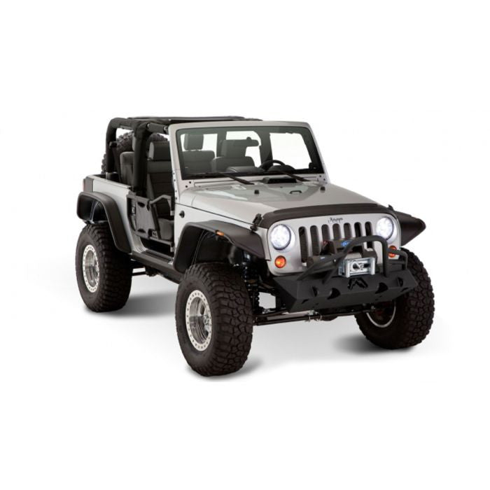 Bushwacker 07-18 Jeep Wrangler Flat Style Flares 4pc Fits 2-Door Sport Utility Only - Black - 10919-07