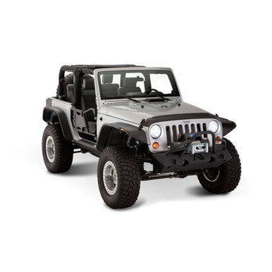 Bushwacker 07-18 Jeep Wrangler Flat Style Flares 4pc Fits 2-Door Sport Utility Only - Black - 10919-07