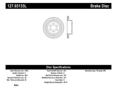 StopTech Slotted & Drilled Sport Brake Rotor - 127.65135L