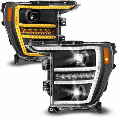 Anzo 21-23 Ford F150 LED Projector Headlight w/Switchback+Sequential - Black (Driver Side Only) - 111594-L