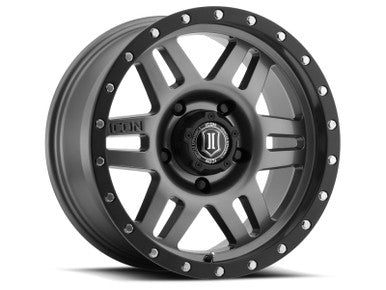 ICON Six Speed 17x8.5 6x5.5 0mm Offset 4.75in BS 108mm Bore Gun Metal Wheel - 1417858347GM