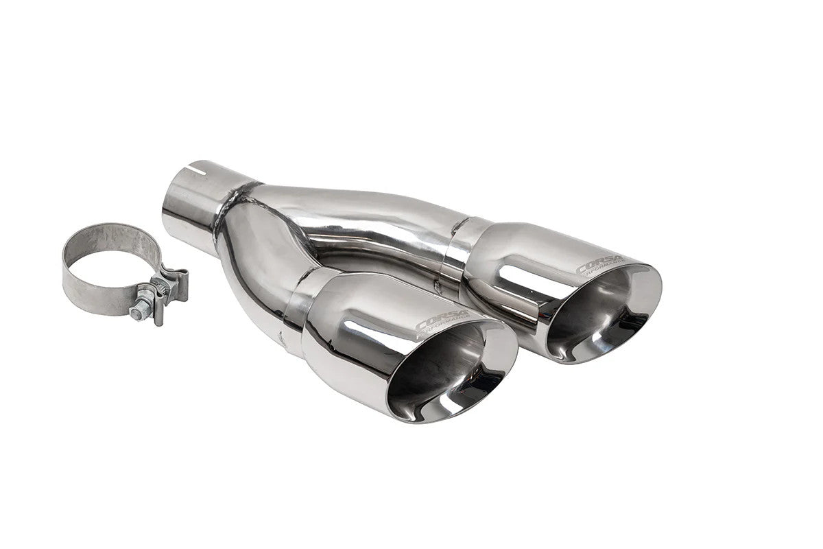 Corsa 22-24 Toyota Tundra 4WD 4in Single Side Dual Outlet Tip Kit - Polished - 14078