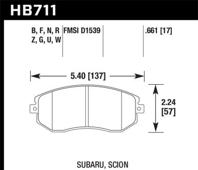 DTC-80 Disc Brake Pad; 0.661 Thickness; - HB711Q.661