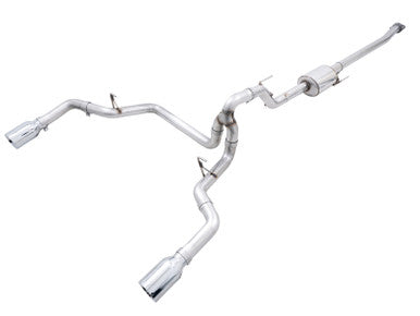 AWE Tuning 0FG 21+ Ford F150 Dual Split Rear Exhaust - 5in Chrome Silver Tips - 3015-32105