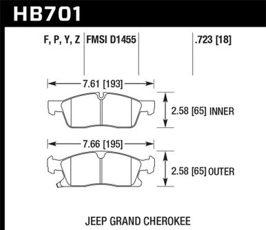 Hawk 11-12 Dodge Durango / 11-12 Jeep Grand Cherokee LTS Front Street Brake Pads - HB701Y.723