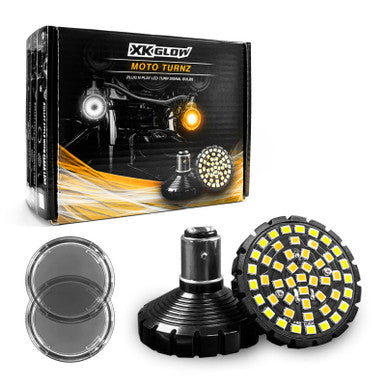XK Glow Motorcycle Front LED Turn Signal Kit - Bulet Style Smoked Lenses - XK1157B-WA-S