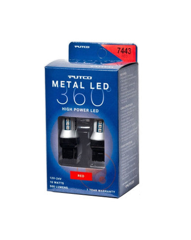 Putco 7443 - Red Metal 360 LED - 347443R-360