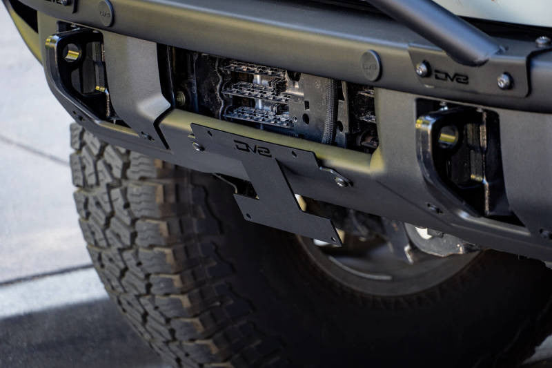 DV8 Offroad 21-22 Ford Bronco Factory Front Bumper Licence Relocation Bracket - Front - LPBR-01