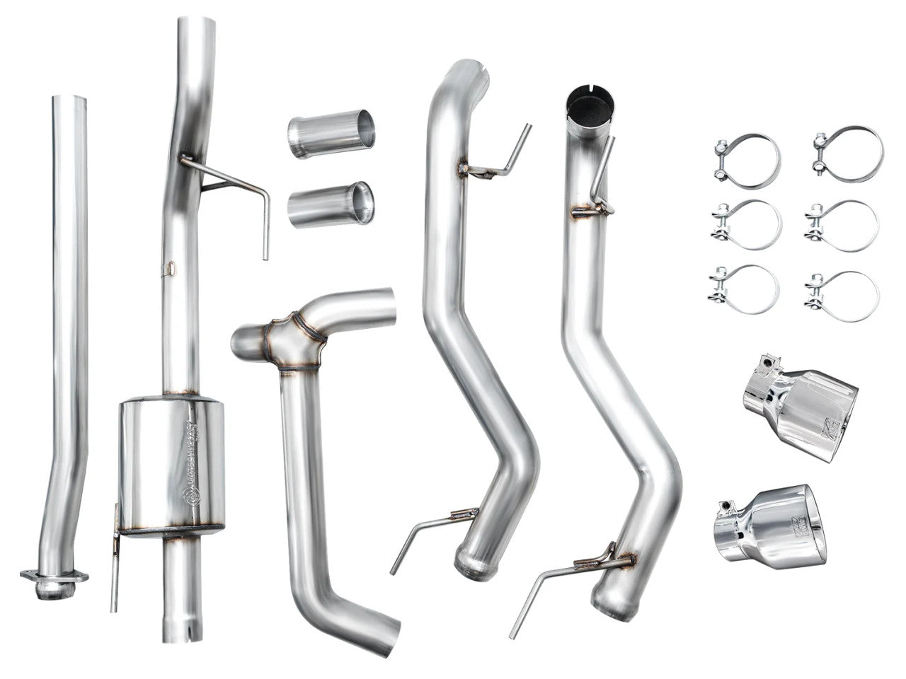 AWE Tuning 2021+ Ford F150 Tremor w/ Bumper Cutouts 0FG Non-Resonated Catback w/ Chrome Silver Tips - 3020-32402