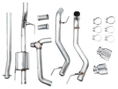 AWE Tuning 2021+ Ford F150 Tremor w/ Bumper Cutouts 0FG Non-Resonated Catback w/ Chrome Silver Tips - 3020-32402