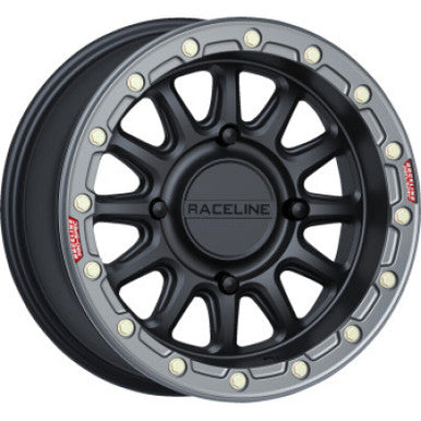 Raceline A14BG Alpha 15x7in/4x156 BP/10mm Offset/132.5mm Bore - Black & Gunmetal Ring Beadlock Wheel - A14BG-57056+10
