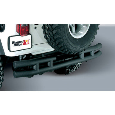 Rugged Ridge 3-In Dbl Tube Rear Bumper w/ Hitch 87-06 Jeep Wrangler - 11571.04