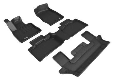 3D MAXpider Kagu Complete Floor Mat Set For 2020+ Ford Explorer - Black - L1FR13101509