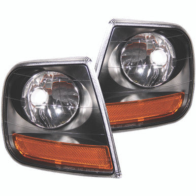 ANZO Corner Lights 1997-2003 Ford F-150 Harley-Davidson Style Corner Lights Black w/ Amber Reflector - 521040