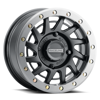 Raceline A12BG Squad 15x7in/4x137 BP/38mm Offset/110.18mm Bore - BLK & Gunmetal Ring Beadlock Wheel - A12BG-57037+38