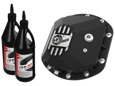 aFe POWER Street Series Front Differential Cover w/ Machined Fins & Gear Oil For 1997-18 Jeep Wrangler (Dana 30) - Black - 46-71131B
