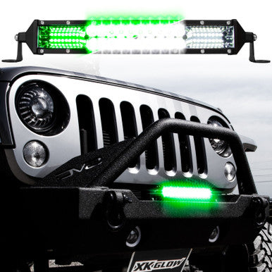 XK Glow 2-in-1 LED Light Bar w/ White and Hunting Green Flood and Spot Work Light 30In - XK063030
